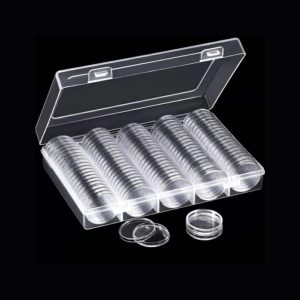 100 Cápsulas Plásticas para Almacenar Monedas