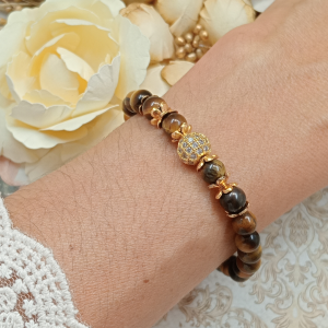 Pulsera Tierra Grata en Ojo de Tigre 6mm Piedra Natural