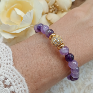 Pulsera Jardín Lavanda en Amastista 6mm Piedra Natural