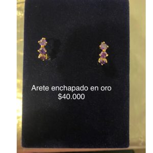 Aretes Piedra Morada Enchapados en Oro