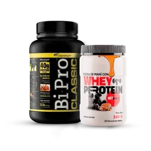 Bipro de Chocolate 2lb con Crema de Maní Whey Protein 500gr