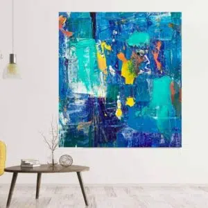 Cuadro Decorativo Abstracto Azul, Amarillo y Naranja