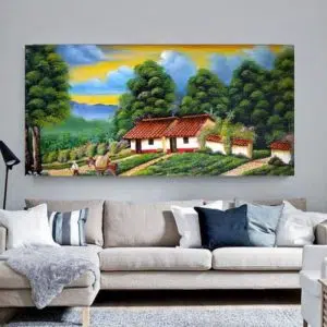 Cuadro Decorativo Paisaje Pintura Casa Campo