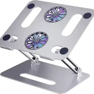 Base Para Portátil En Aluminio Con 2 Ventiladores Rgb