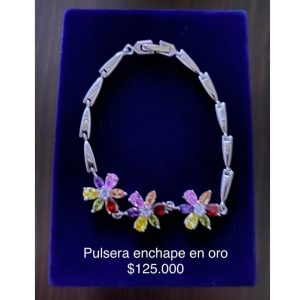 Pulsera Tres Flores Enchape en Oro