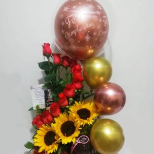 Arreglo Floral "Rosas y girasoles"