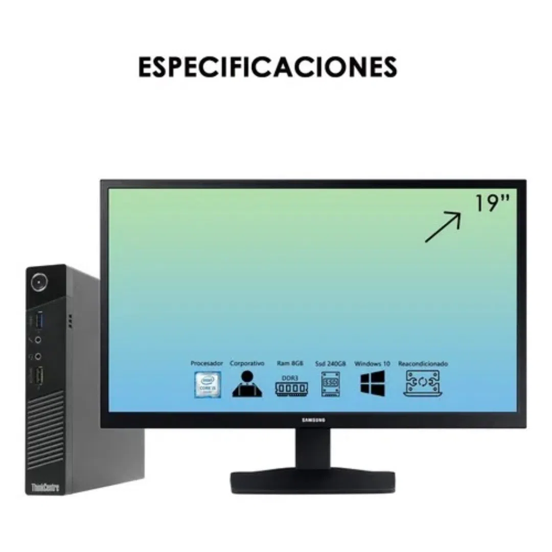 Cpu Lenovo Tiny I5 4ta Gen Con Ssd Ram 8gb + Monitor 19 + Combo Inalámbrico Tecnopos 4 » Marketplace Colombia
