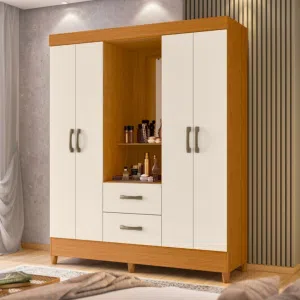 Colombia Marketplace Closet Mobi Capelina 4 Puertas Con Espejo Blanco Marron Ocusro