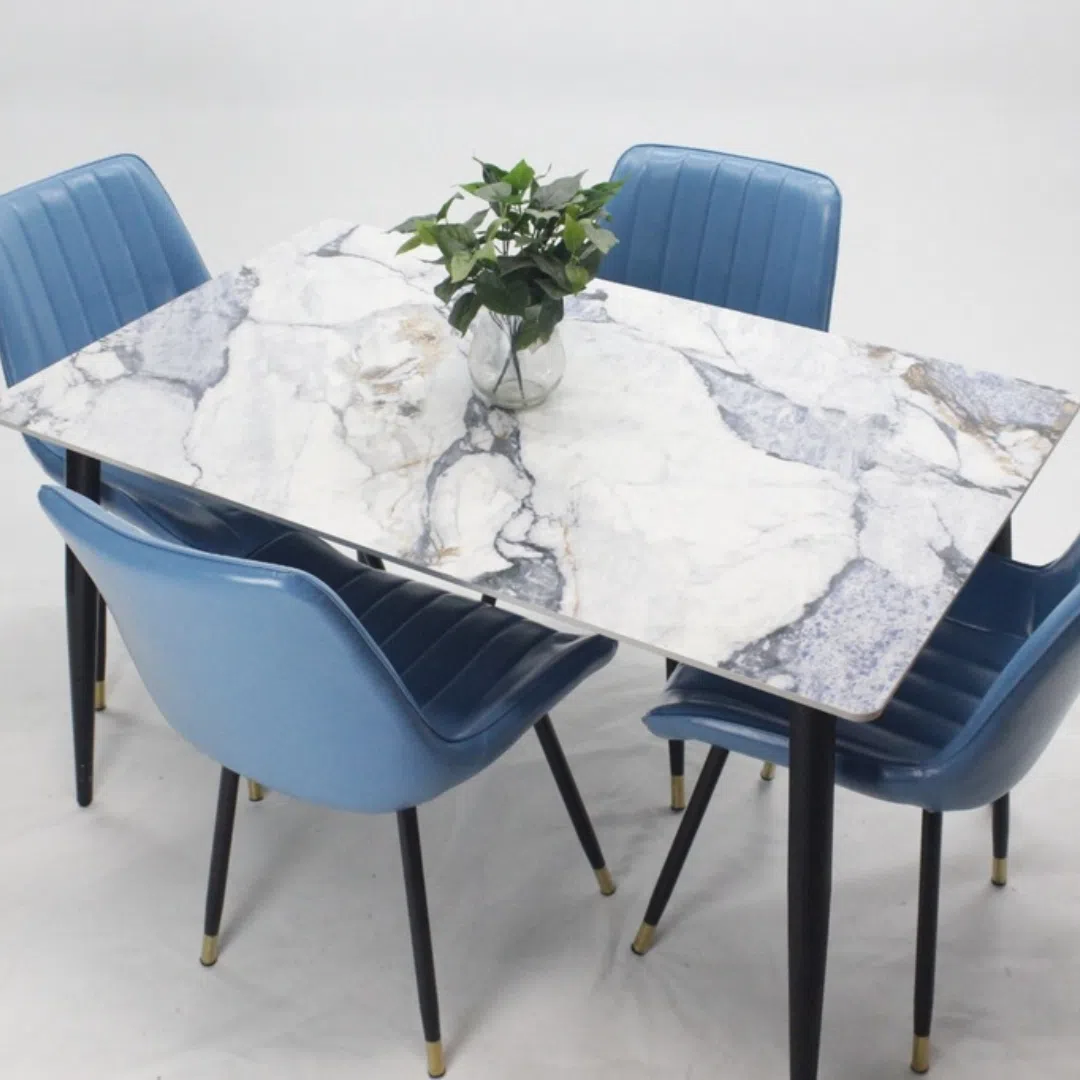 Colombia Marketplace Comedor Vitral Tipo Mármol Azul Set 4 Silla Azul Pu