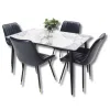Colombia Marketplace Comedor Vitral Tipo Mármol Azul Set 4 Silla Negra Pu