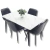 Colombia Marketplace Comedor Vitral Tipo Mármol Blanco Set 4 Silla Negra Pu