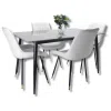 Colombia Marketplace Comedor Vitral Tipo Mármol Negro Set 4 Silla Blanca Pu