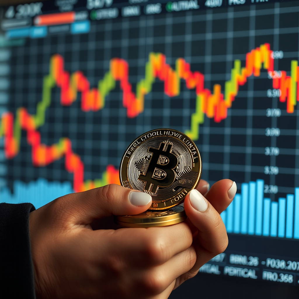 Gráfico Bursátil Con Tendencia Al Alza Y Criptomonedas, Sin Personas, Sin Texto