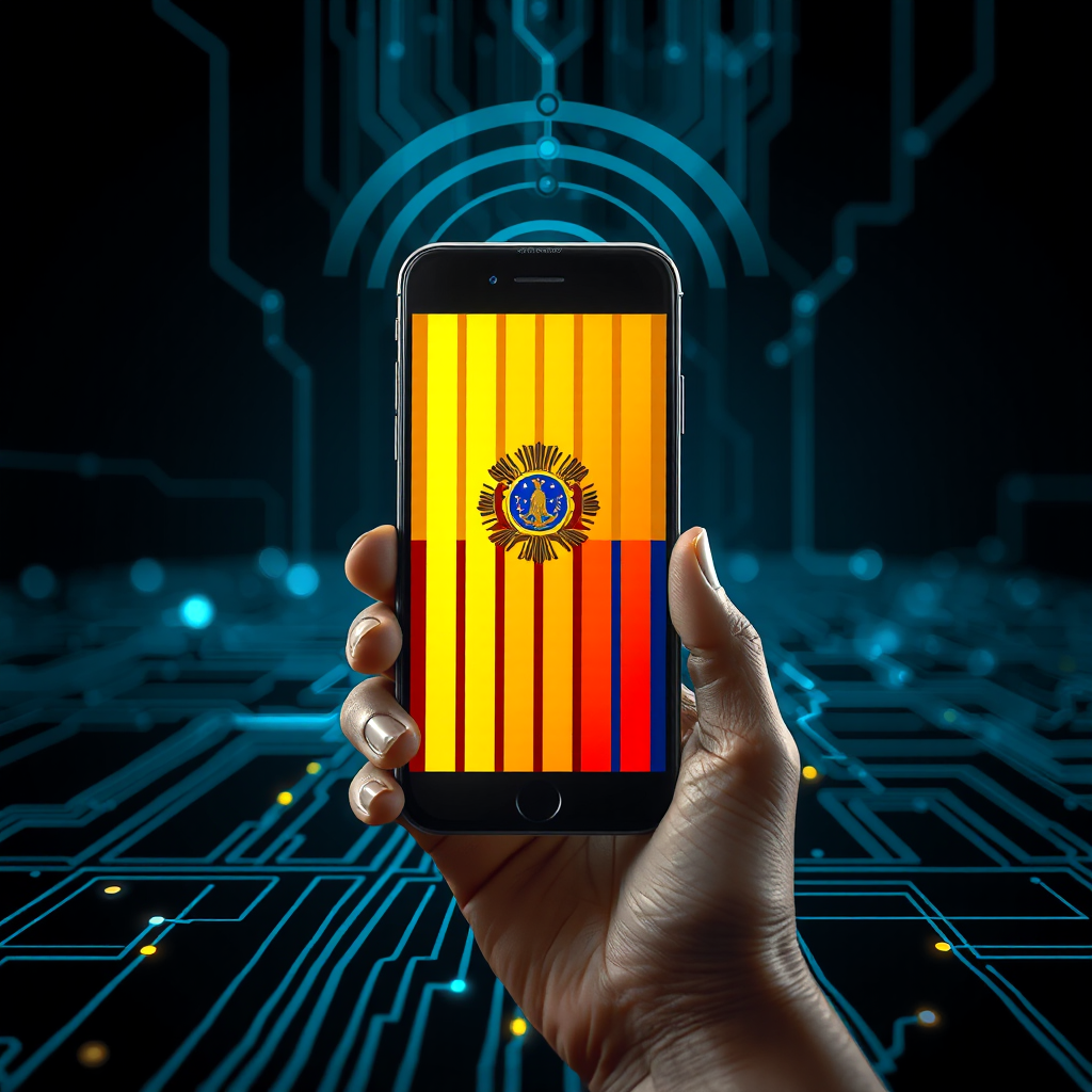 Smartphone Con Señal De Internet Y Colores De Colombia