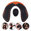 Ergonomic Black and Orange Neck Massager with Control Dial; Insets Show Use on Neck, Shoulder, Arm, and Hand.