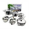 Stainless Steel 12-piece Cookware Set with Lids, Displayed in Front of a Hoffmann Germany Box.