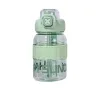 Clear Plastic Water Bottle with a Mint-green Cap and Built-in Straw, Shown Front-facing.
