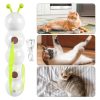 Interactive Cat Feeder Toy with Lime-green Accents and Usb Cable; on the Right, Three Cats in Different Poses (resting, Stretching, Lying).