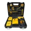 Yellow and Black Power Tool Kit in a Hard Plastic Case, with Drill, Batteries, Charger, and Assorted Bits Ready for Home Repairs